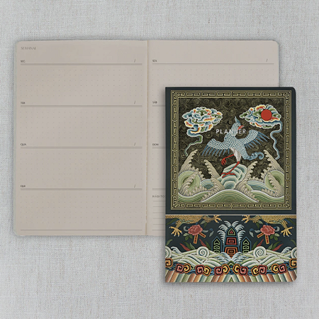 Planner Atemporal Pontilhado para 12 Meses Folk Books - Ornamento de Cor Chinesa