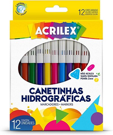 Canetinha Hidrográfica Acrilex - 12 Cores