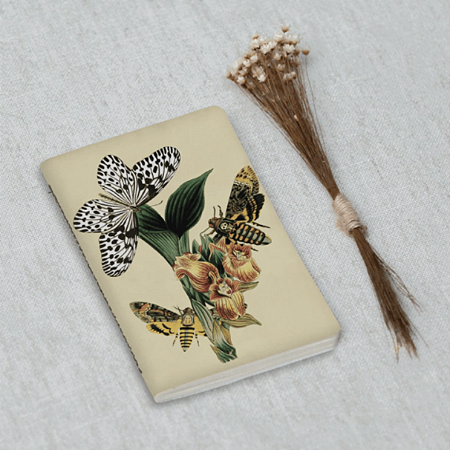 Journal Pautado 9x13,5cm 64 Páginas Folk Books - Borboleta em Flor de John Obadiah