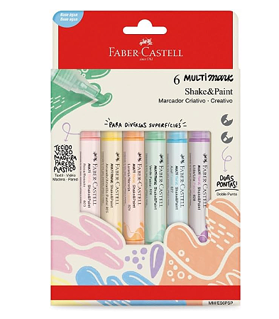 Marcadores MultiMark Multisuperfície Faber-Castell - 6 Cores Pastel