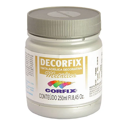 Tinta Acrílica Decorfix Metálica Corfix 250ml - Prata 392