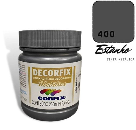 Tinta Acrílica Decorfix Metálica Corfix 250ml - Estanho 400