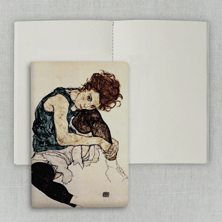 Journal Sem Pauta 20x13,5cm 64 Páginas Folk Books - Mulher Sentada com Joelho Dobrado