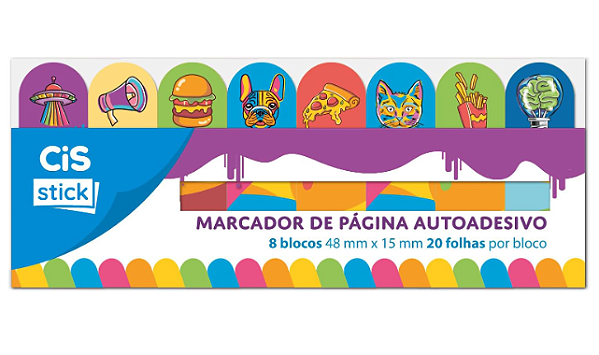 CIS Pop Marcador de Página 8 modelos 48x15MM - 20 folhas por bloco