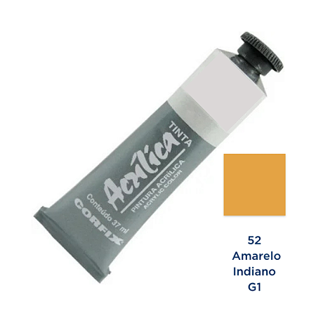 Tinta Acrilica Corfix 37mL G1 - Amarelo Indiano (52)