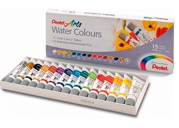Tinta Aquarela à Base de Água Pentel Arts - 15 Cores