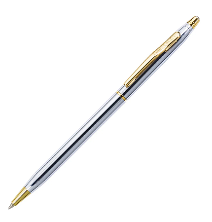 Caneta Esferográfica Pierre Cardin Kriss Cromado c/ Dourado