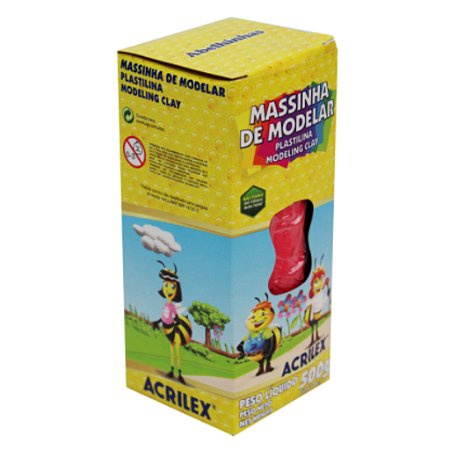 Massa de Modelar Plastilina Acrilex 500g - Vermelho Fogo (507)