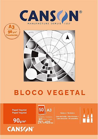 Papel Vegetal Liso Canson A3 90g 50 Folhas