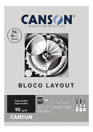 Bloco de Papel Sulfite Layout Canson 90g/m² 50 Folhas A4