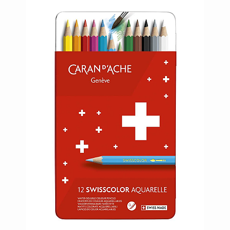 Lápis Aquarelável Swisscolor Caran D'Ache - 12 Cores