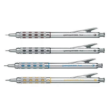 Kit de Lapiseira Técnica Graphgear 1000 Pentel - 0,3mm / 0,5mm / 0,7mm / 0,9mm