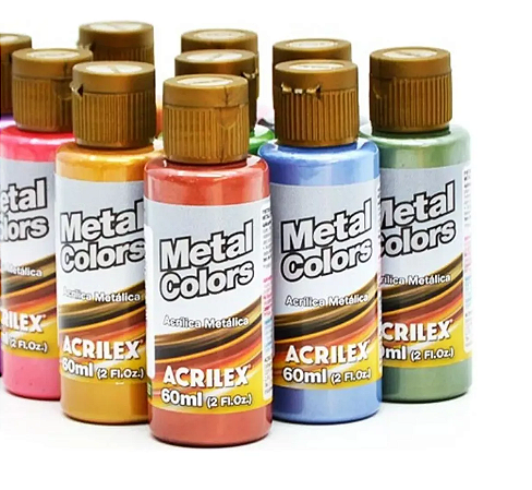 Kit 8x Tinta Acrilica Metal Colors 60ml - Escolha As Cores