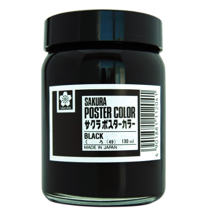 Tinta Guache Poster Color Sakura 130ml - Preto