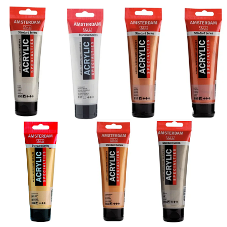 Kit 7x Tintas Metálicas Amsterdam 120ml