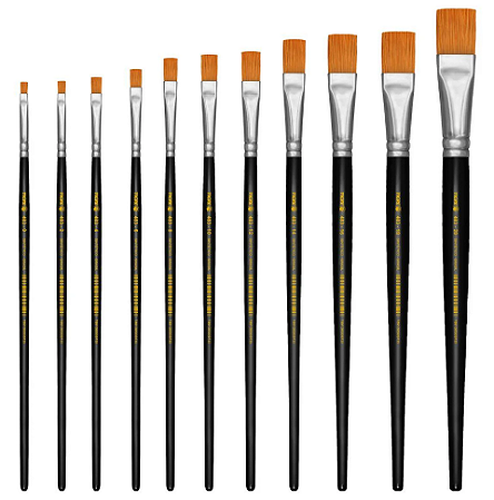 Kit 11x Pincél Tigre Chato Reto 483 Sintético Sable Touch