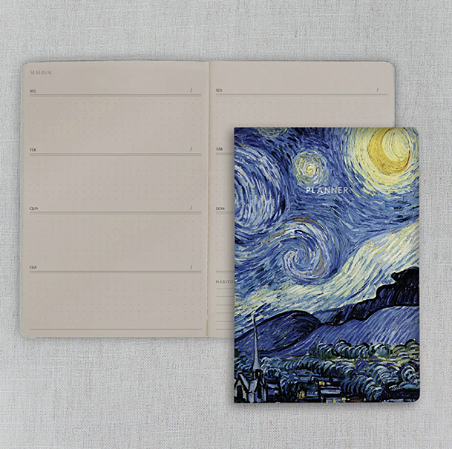 Planner Atemporal Pontilhado para 12 Meses Folk Books - Noite Estrelada