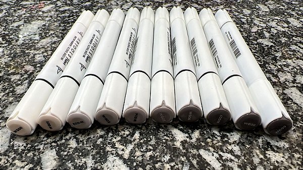 Kit de 10 Canetas Marcador Permanente Ponta Dupla Pictom Artools - Warm Grey (Cinzas Quentes)