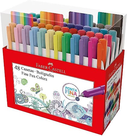 Caneta Ponta Fina Faber-Castell Fine Pen Colors 48 Cores