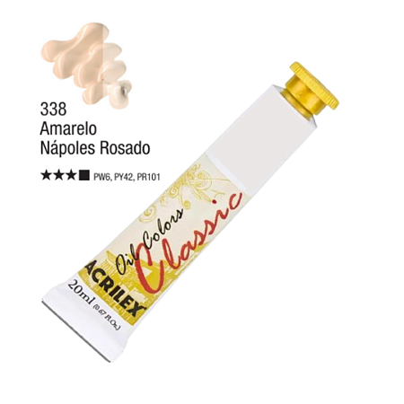 Tinta Óleo em Tubo Oil Colors Classic Acrilex 20mL - Amarelo Nápoles Rosado (338)