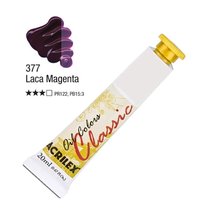 Tinta Óleo em Tubo Oil Colors Classic Acrilex 20mL - Laca Magenta (377)
