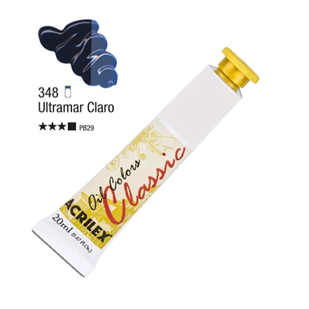 Tinta Óleo em Tubo Oil Colors Classic Acrilex 20mL - Ultramar Claro (348)