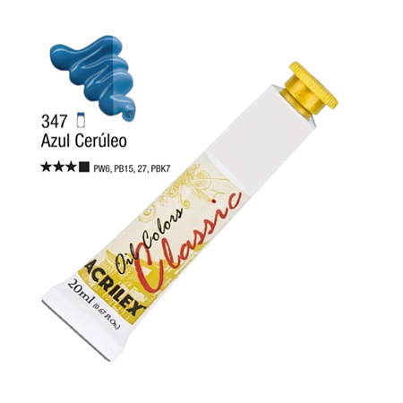 Tinta Óleo em Tubo Oil Colors Classic Acrilex 20mL - Azul Cerúlero (347)