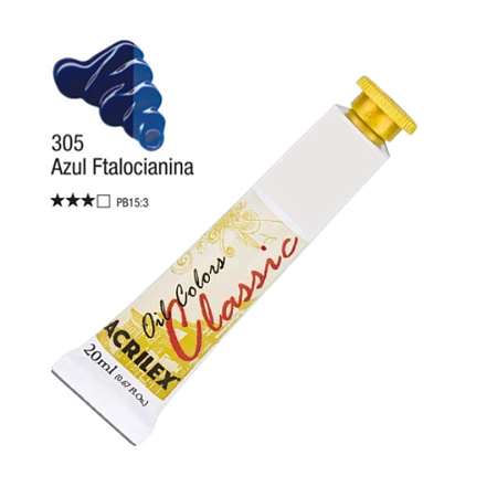 Tinta Óleo em Tubo Oil Colors Classic Acrilex 20mL - Azul Ftalocianina (305)