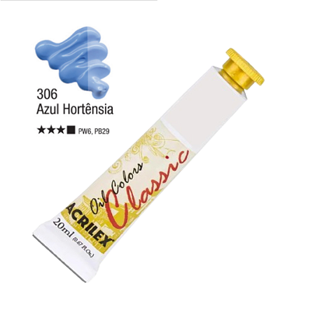Tinta Óleo em Tubo Oil Colors Classic Acrilex 20mL - Azul Hortensia (306)