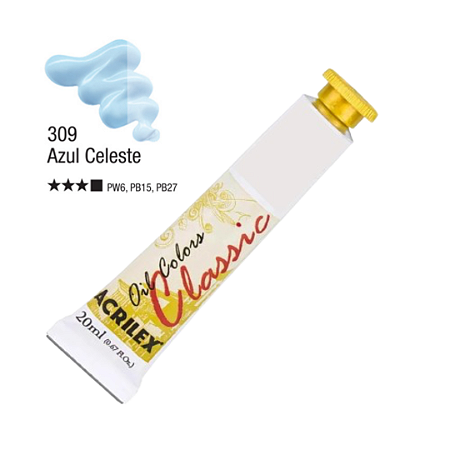 Tinta Óleo em Tubo Oil Colors Classic Acrilex 20mL - Azul Celeste (309)