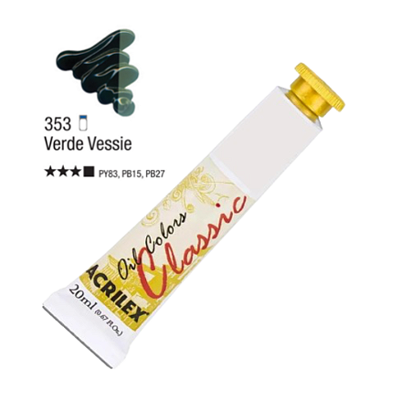 Tinta Óleo em Tubo Oil Colors Classic Acrilex 20mL - Verde Vessie (353)