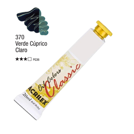 Tinta Óleo em Tubo Oil Colors Classic Acrilex 20mL - Verde Cúprico Claro (370)
