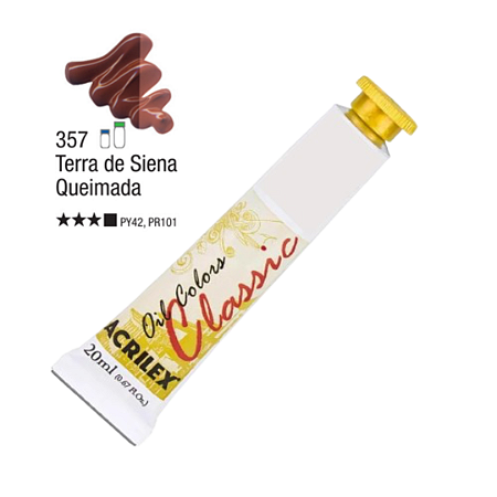 Tinta Óleo em Tubo Oil Colors Classic Acrilex 20mL - Terra de Siena Queimada (357)