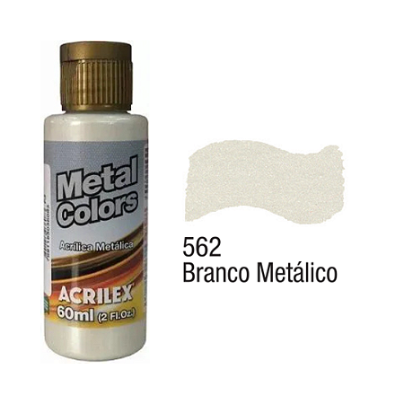 Tinta Acrílica Metal Colors Acrilex 60ml - Branco Metálico (562)