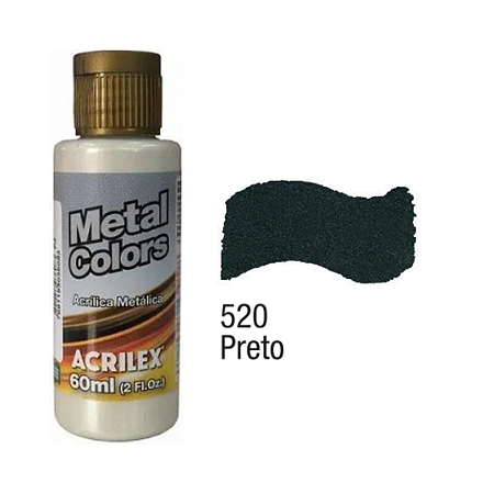 Tinta Acrílica Metal Colors Acrilex 60ml - Preto (520)