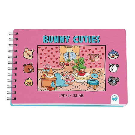 Livro com Ilustrações para Colorir com Capa Dura - Bunny Cuties