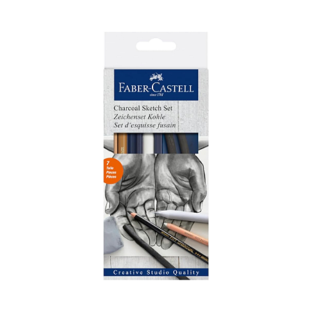 Estojo para Sketch Carvão Faber-Castell - 7 Peças