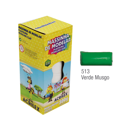 Massa de Modelar Plastilina Acrilex 500g - Verde Musgo (513)