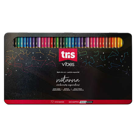 Estojo de Lápis de Cor Vibes Tris Noturna - 72 Cores