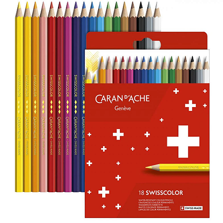 Lápis De Cor Permanente Swisscolor Caran D'Ache - 18 Cores