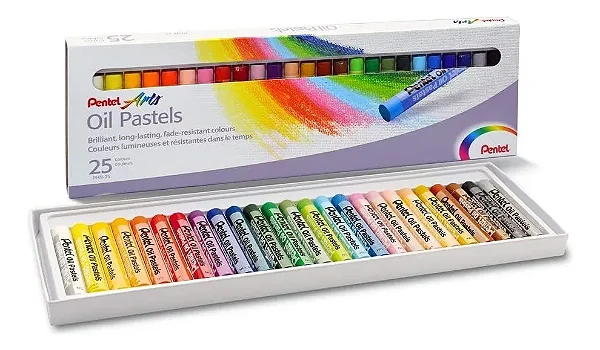 3x Giz Pastel Oleo 25 Cores Pentel Arts Para Desenho