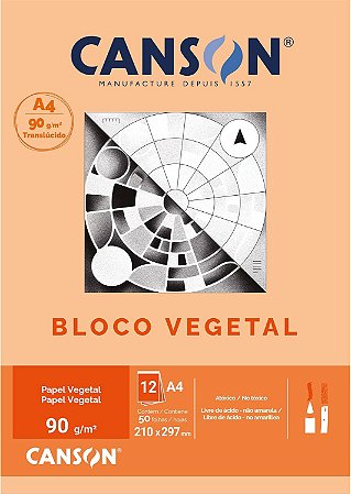 Papel Vegetal Liso Canson A4 90g 50 Folhas