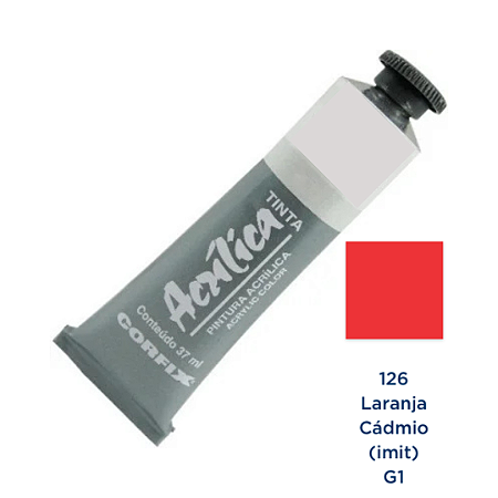 Tinta Acrilica Corfix 37mL G1 - Laranja Cádmio (imit) (126)