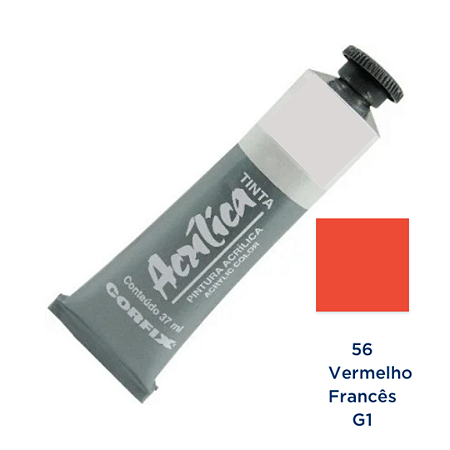 Tinta Acrilica Corfix 37mL G1 - Vermelho Francês (56)