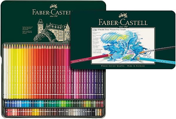 Lapis de Cor Faber Castell Albrecht Durer Aquarelavel 120 Cores - Estojo Metal