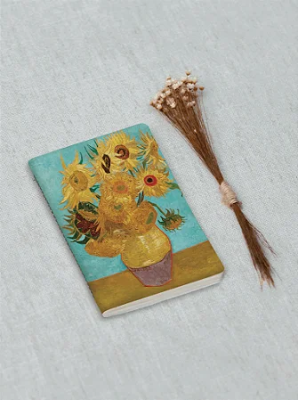 Mini sketch Sem Pauta 9x13 Folk Books - Van Gogh girassois - Tipo Moleskine