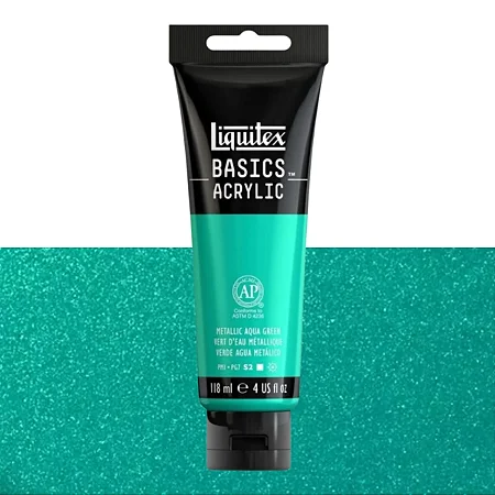 Tinta Acrílica Liquitex Basics 118ml Tom Metálico - Metalic Aqua Green (339)