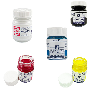 Kit 5x Tinta Guache Talens Extra Fine 16ml - CORES BASICAS
