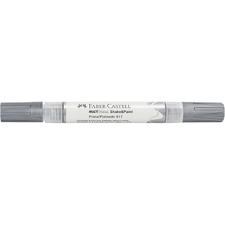 Marcador Multisuperfície MultiMark Ponta dupla 1,0mm e 3,0mm Faber-Castell - Prata/Prateado