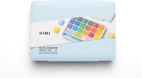 TINTA GUACHE HIMI 24 CORES 30ML+3 PINCEIS ESTOJO AZUL TST98